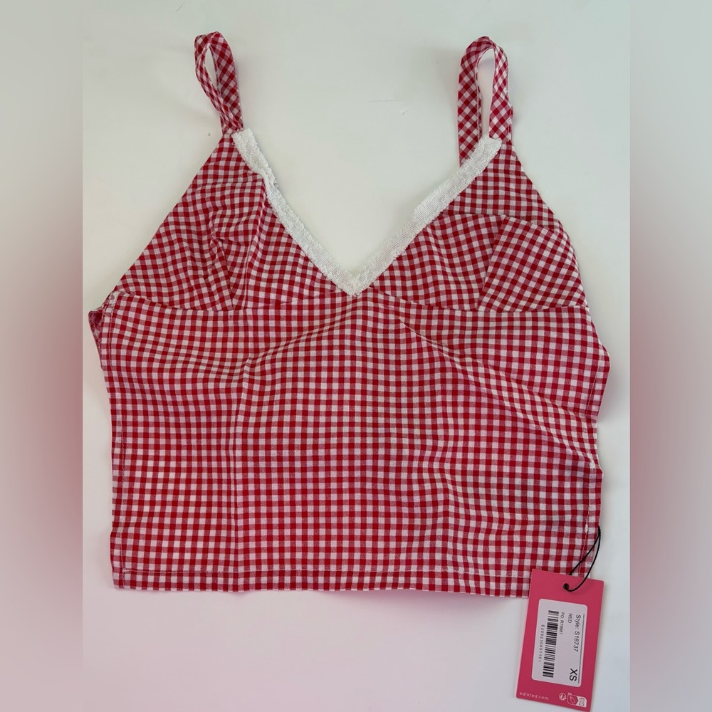 Edikted Red Gingham Top